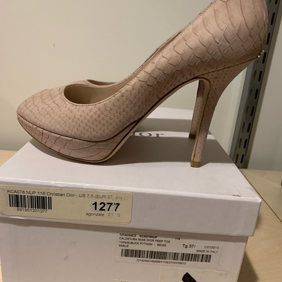 DIOR Miss Dior Peep Toe platform nude python  37.5 NIB - Picture 5 of 10